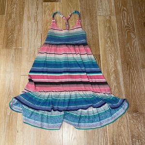 Pink, blue, green, black, and white Roxy dress